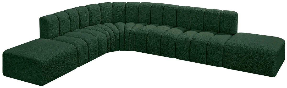 Arc - Boucle Fabric 7 Piece Corner Modular Sofa - Green - View 2