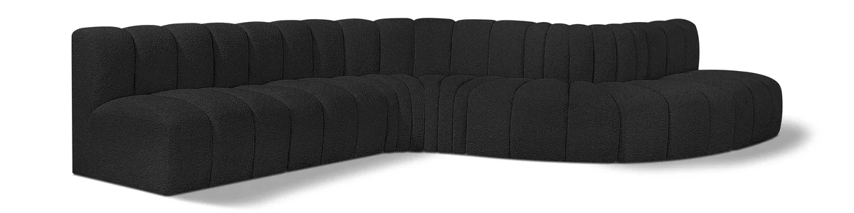 Arc - Boucle Fabric 7 Piece Modular Sofa - Black