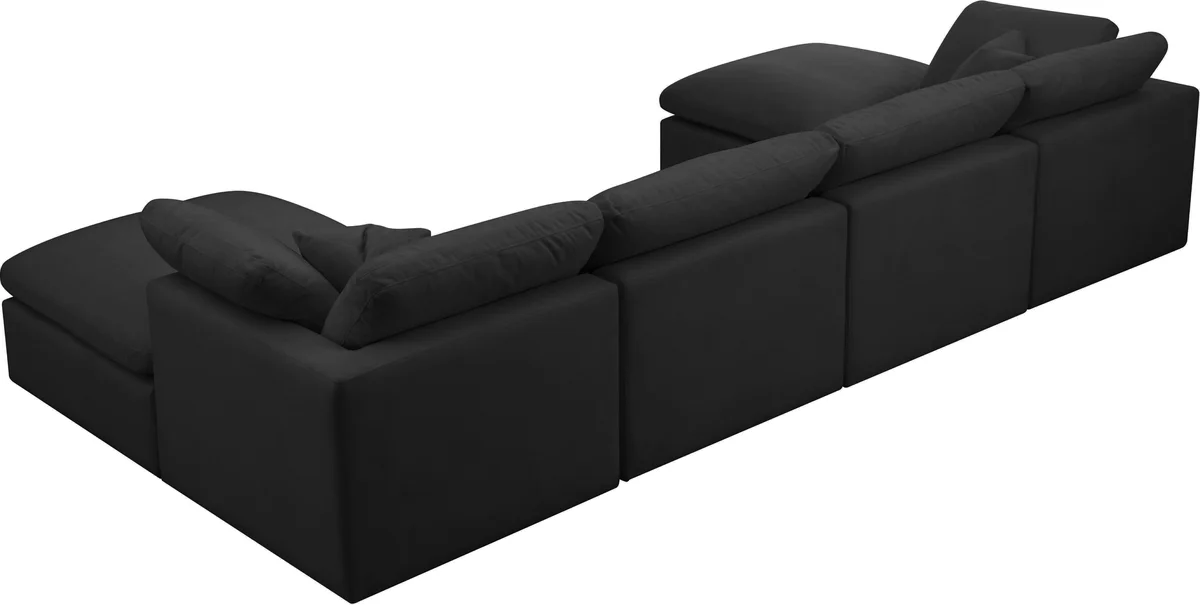Plush - 6 Piece Modular Double Chaise Sectional - Black