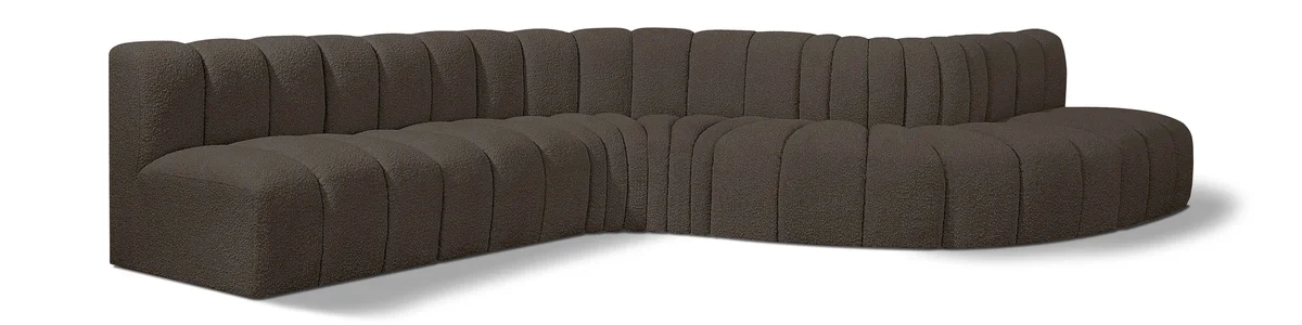 Arc - Boucle Fabric 7 Piece Modular Sofa - Brown