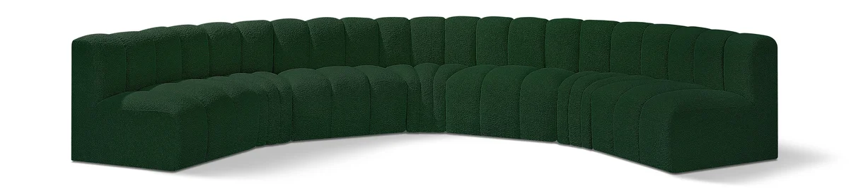 Arc - Boucle Fabric 7 Piece U-Shaped Modular Sofa - Green
