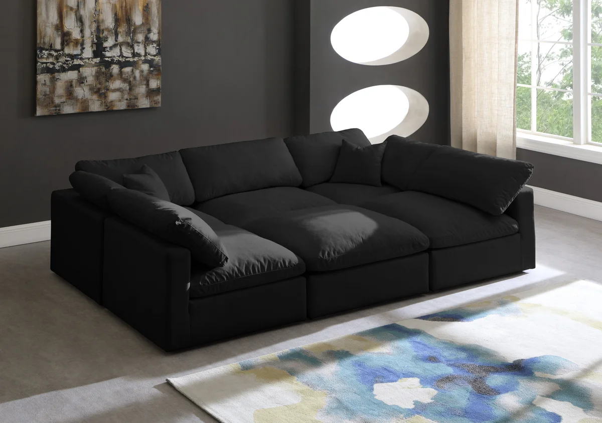 Plush - 6 Piece Modular Sectional - Black - View 2
