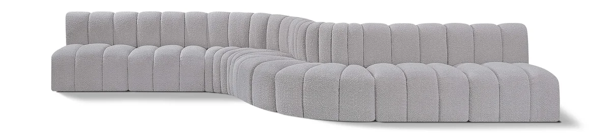Arc - Boucle Fabric 8 Piece Curved Modular Sofa - Gray