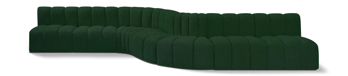 Arc - Boucle Fabric 8 Piece Curved Modular Sofa - Green