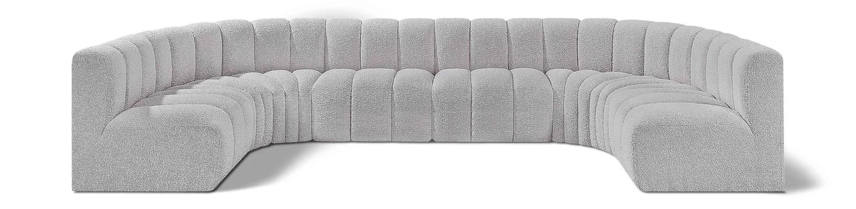 Arc - Boucle Fabric 8 Piece Modular Sofa - Gray