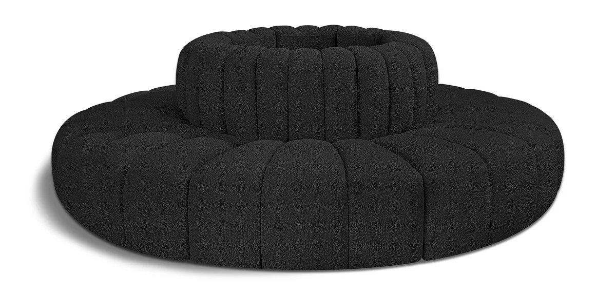 Arc - Boucle Fabric 8 Piece Round Modular Sofa - Black