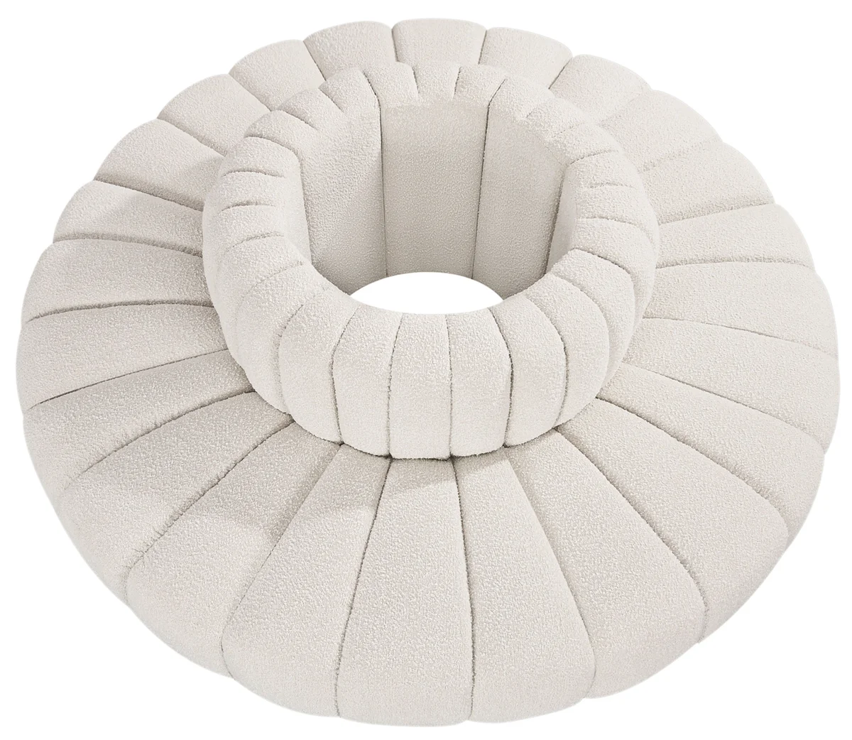 Arc - Boucle Fabric 8 Piece Round Modular Sofa - Cream - View 2