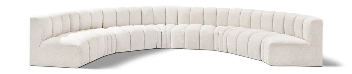 Arc - Boucle Fabric 8 Piece U-Shaped Modular Sofa - Cream