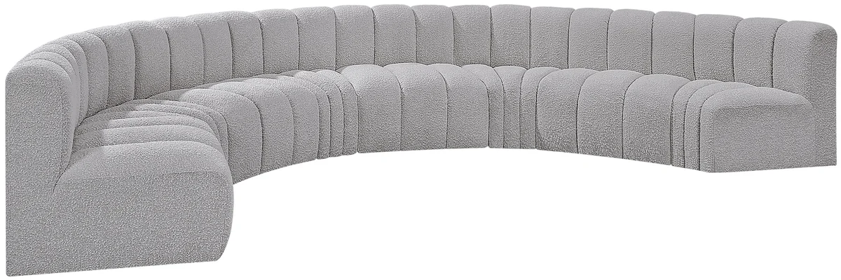 Arc - Boucle Fabric 8 Piece U-Shaped Modular Sofa - Gray - View 2