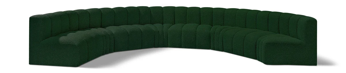 Arc - Boucle Fabric 8 Piece U-Shaped Modular Sofa - Green