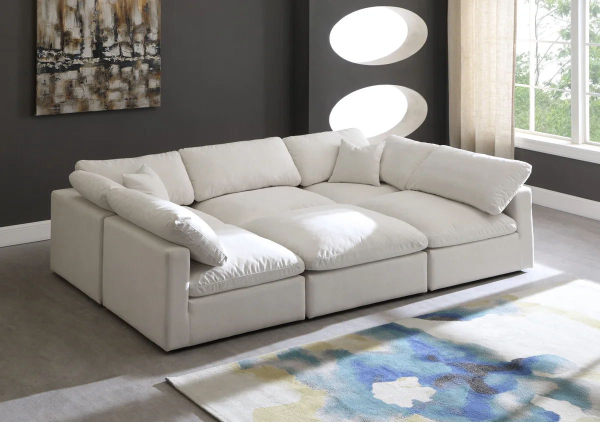 Plush - 6 Piece Modular Sectional - Cream - View 2