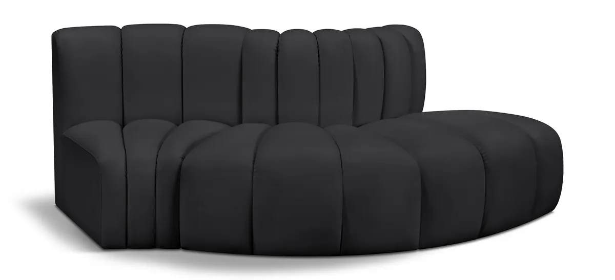 Arc - Faux Leather 3 Piece Modular Sofa - Black