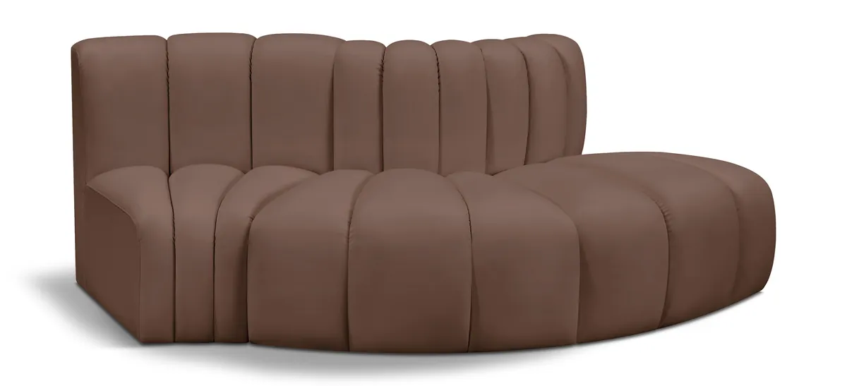 Arc - Faux Leather 3 Piece Modular Sofa - Brown