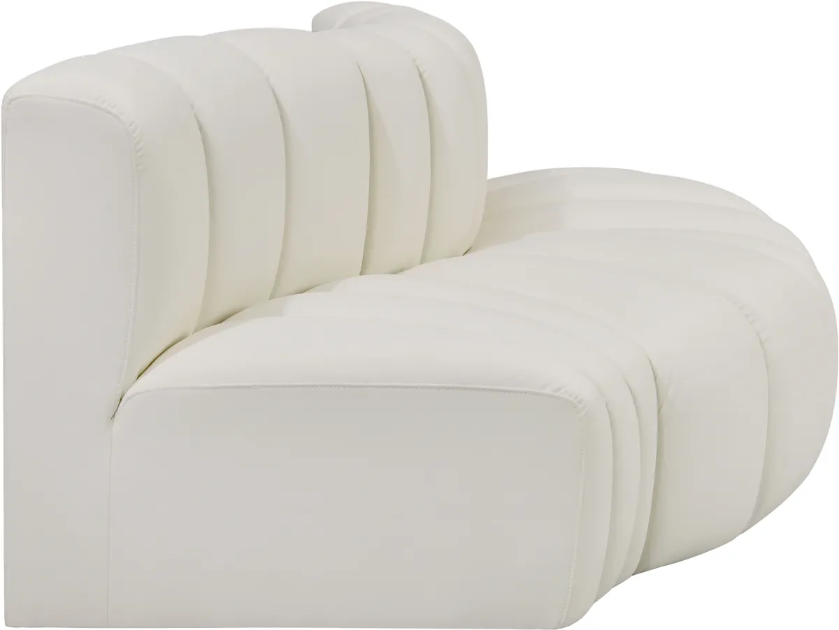 Arc - Faux Leather 3 Piece Modular Sofa - Cream - View 2