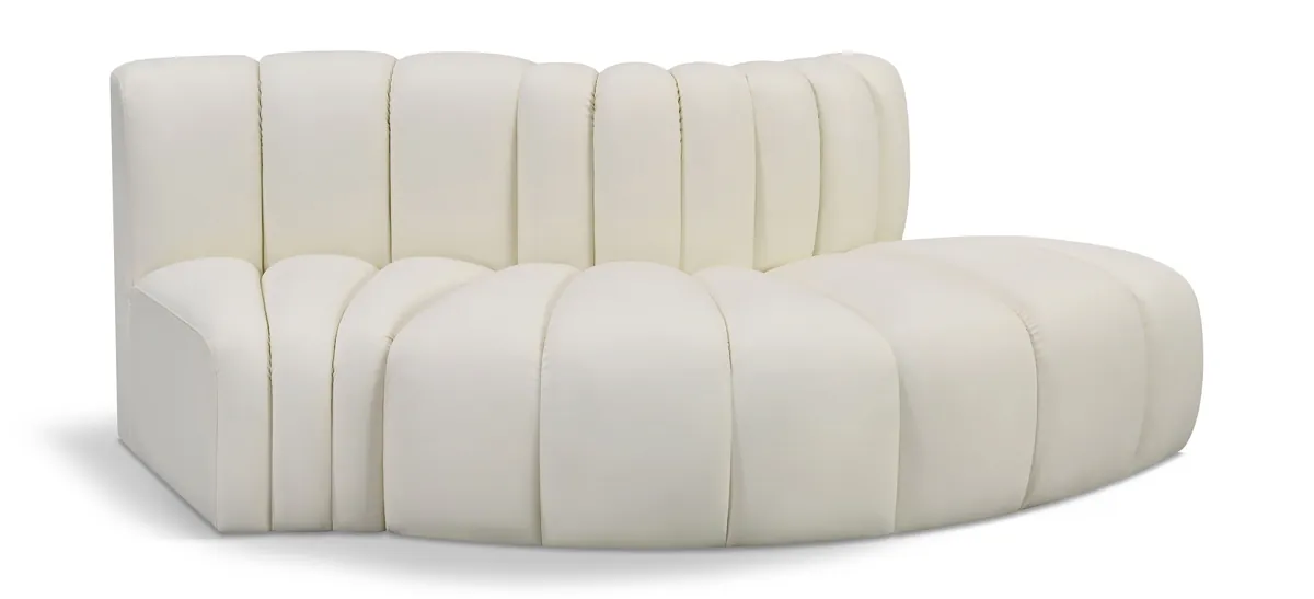 Arc - Faux Leather 3 Piece Modular Sofa - Cream