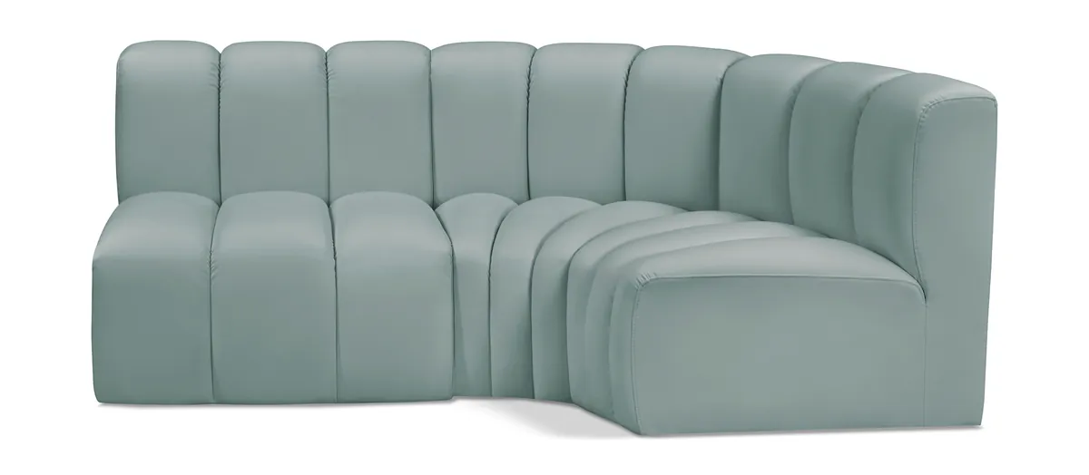 Arc - Faux Leather 3 Piece Sofa - Mint Green