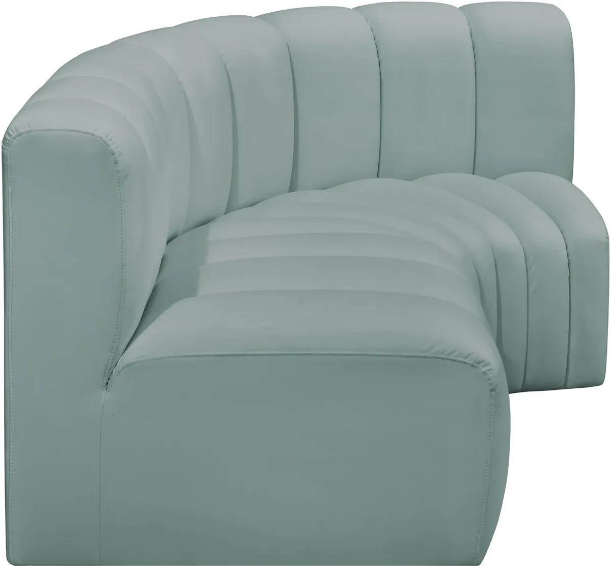 Arc - Faux Leather 3 Piece Sofa - Mint Green - View 2
