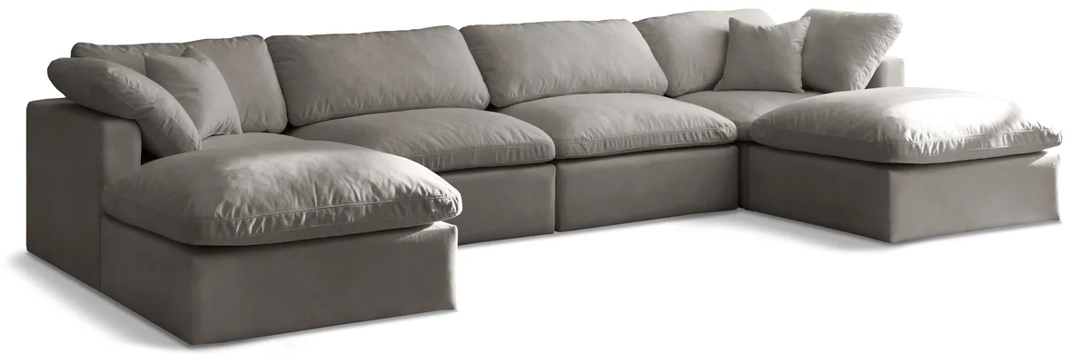 Plush - 6 Piece Modular Double Chaise Sectional - Gray