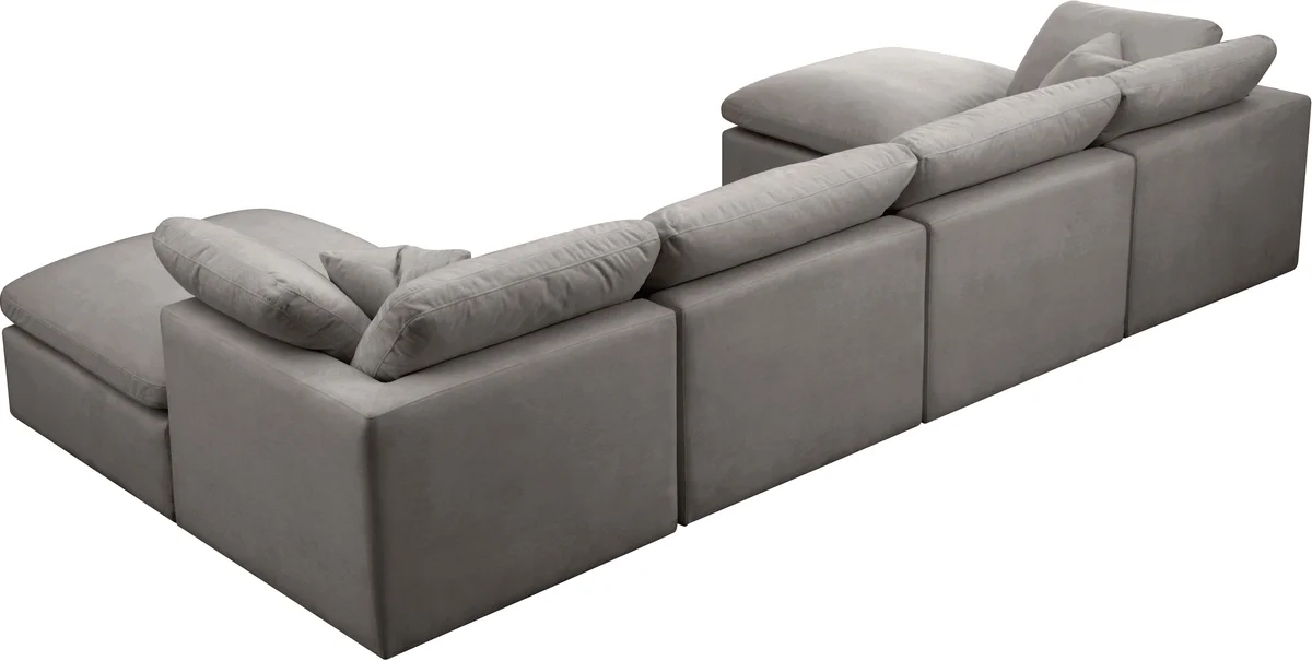 Plush - 6 Piece Modular Double Chaise Sectional - Gray