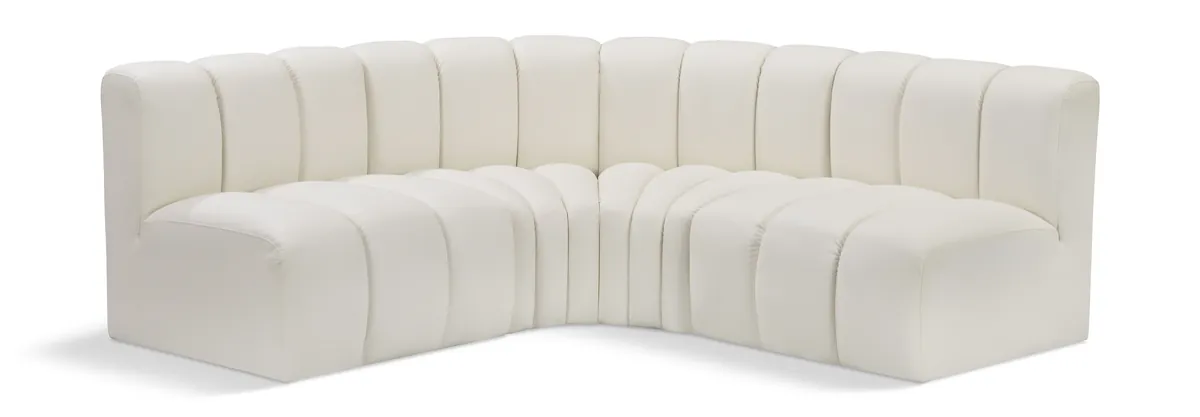 Arc - Faux Leather 4 Piece Corner Modular Sofa - Cream