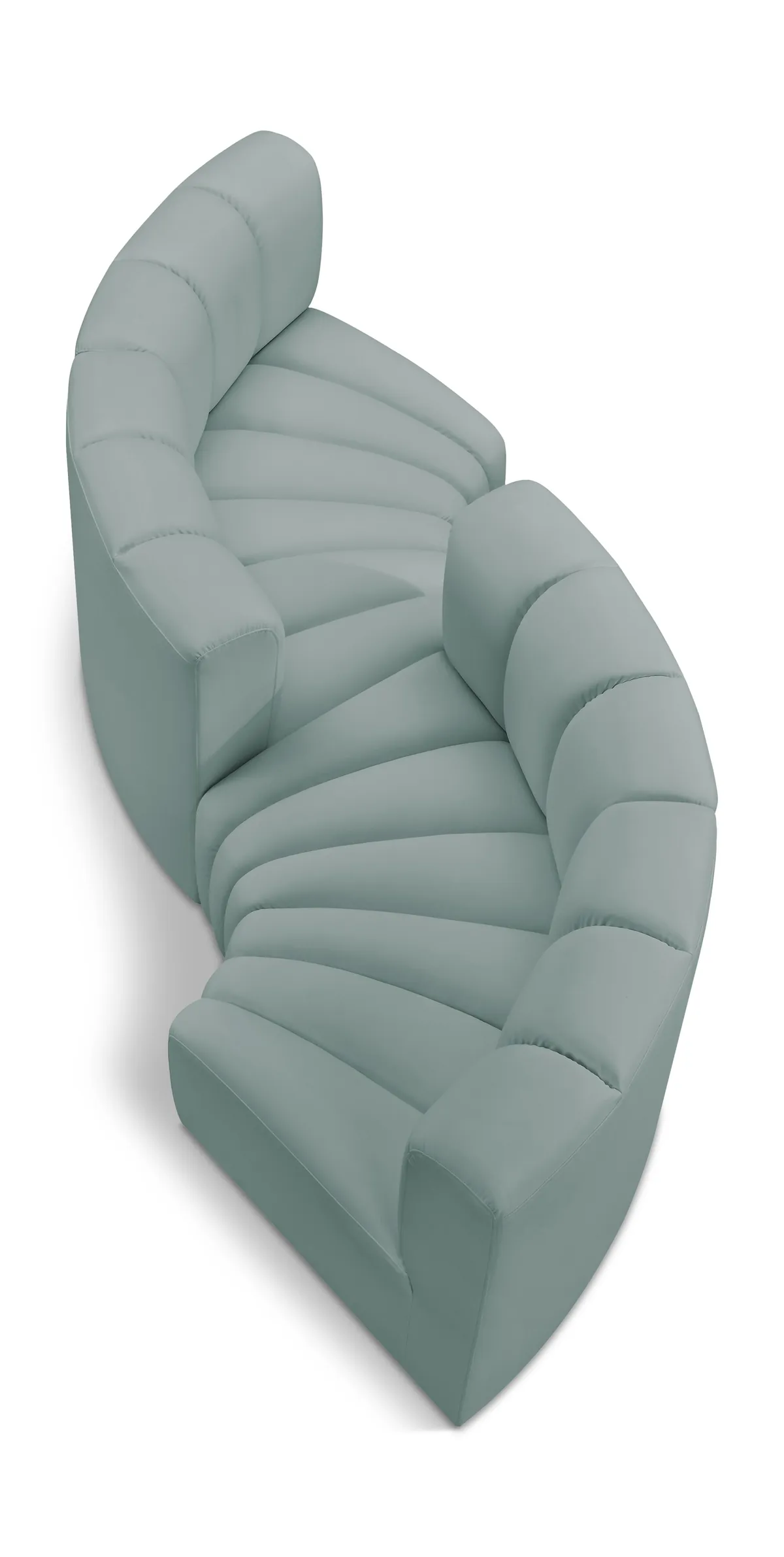 Arc - Faux Leather 4 Piece Curved Modular Sofa - Mint Green