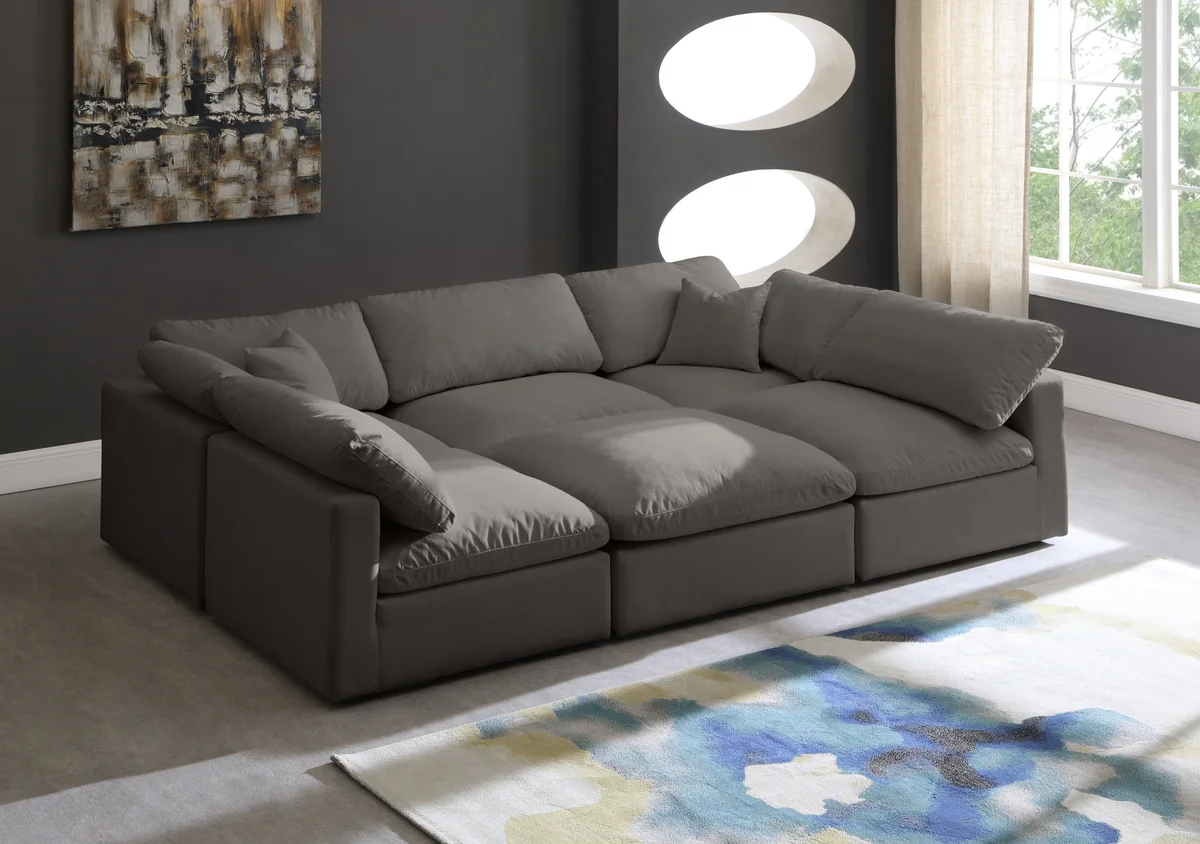 Plush - 6 Piece Modular Sectional - Gray - View 2