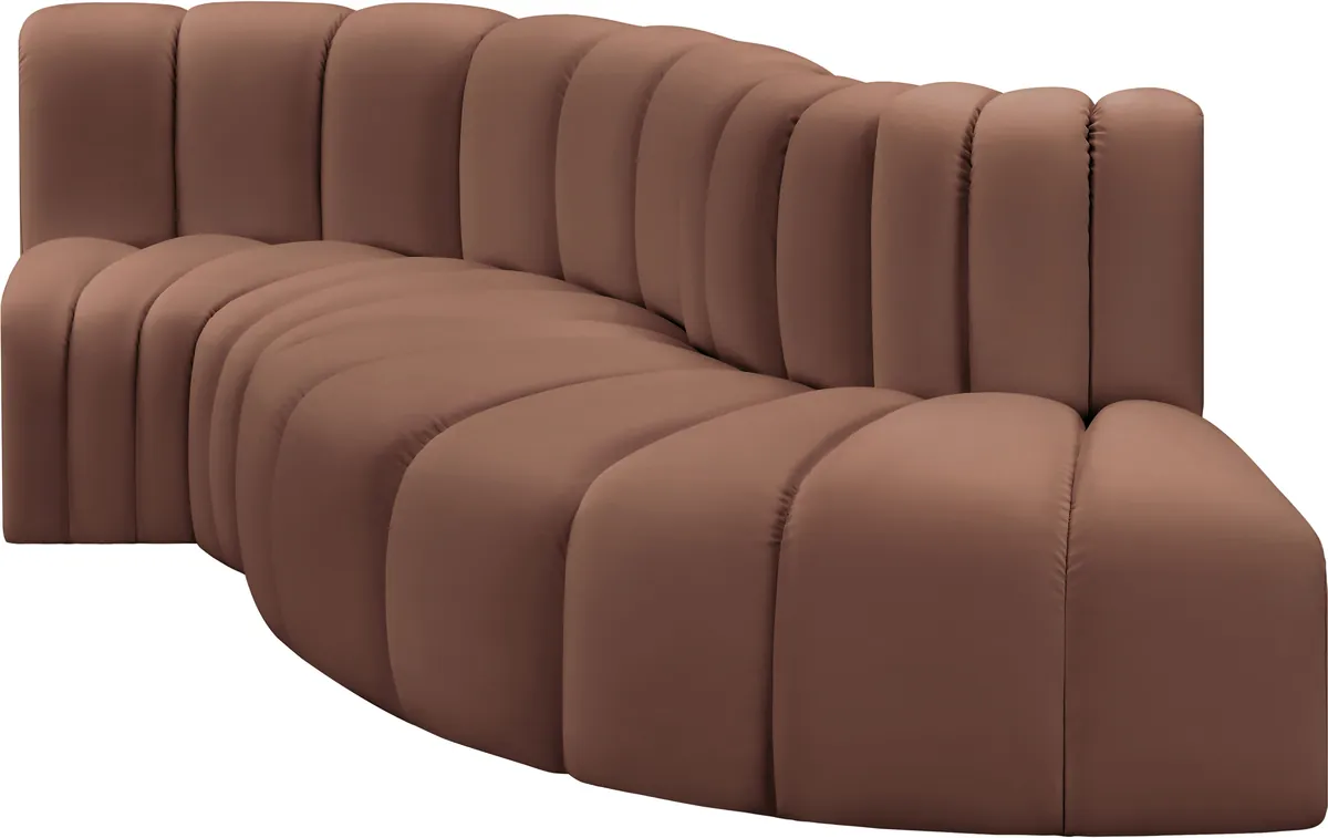 Arc - Faux Leather 4 Piece L-Shaped Modular Sofa - Cognac - View 2