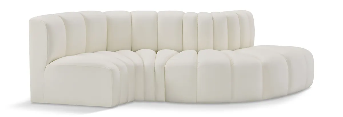 Arc - Faux Leather 4 Piece L-Shaped Modular Sofa - Cream
