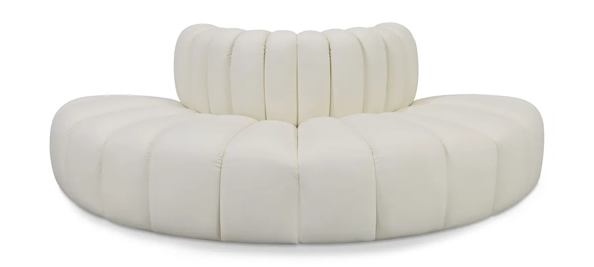 Arc - Faux Leather 4 Piece Modular Sofa - Cream