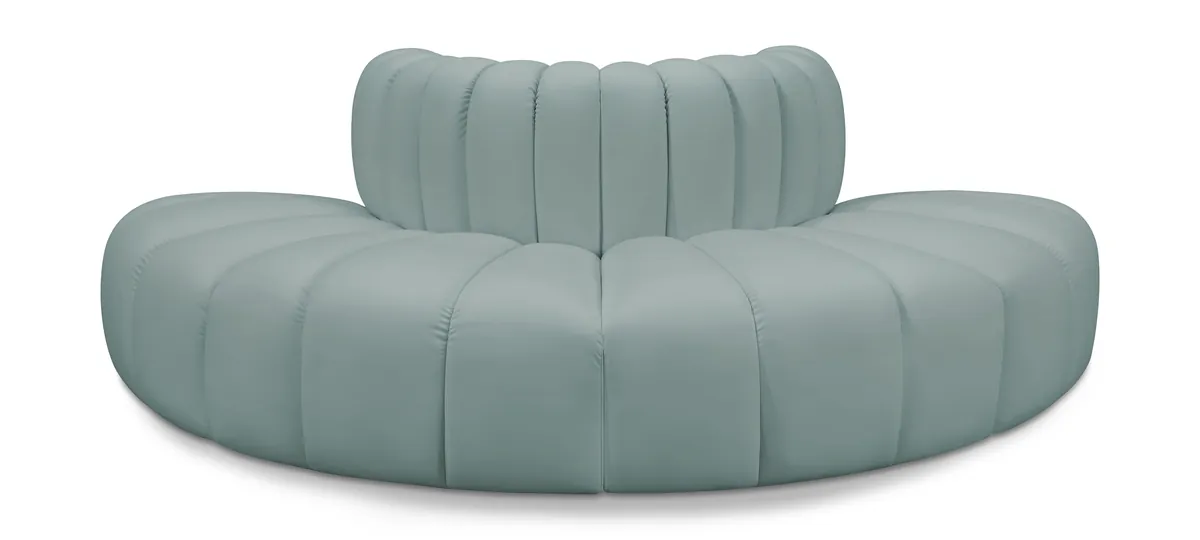 Arc - Faux Leather 4 Piece Modular Sofa - Mint Green