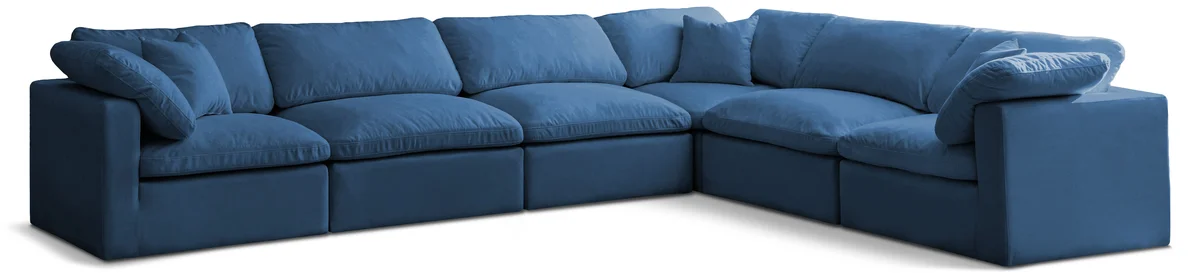 Plush - 6 Piece Modular Corner Sectional - Navy