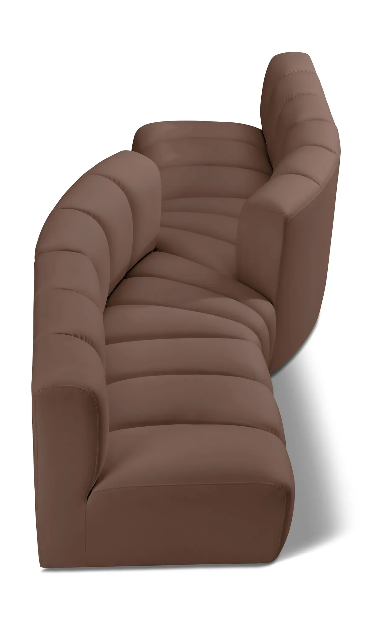 Arc - Faux Leather 4 Piece Sofa - Brown