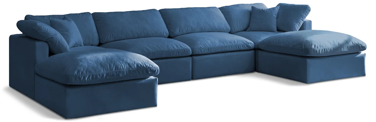 Plush - 6 Piece Modular Double Chaise Sectional - Navy