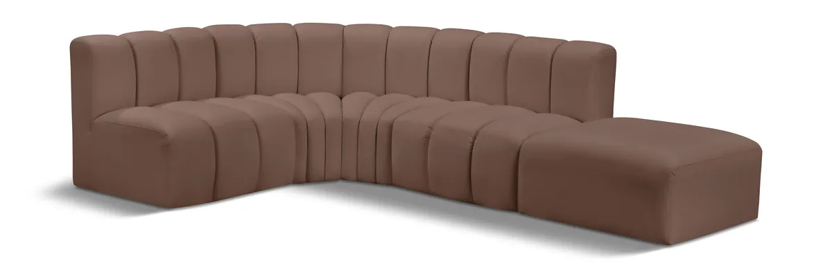 Arc - Faux Leather 5 Piece Corner Modular Sofa - Brown