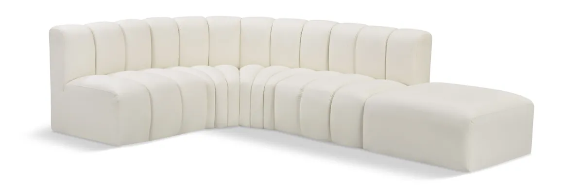 Arc - Faux Leather 5 Piece Corner Modular Sofa - Cream