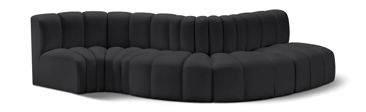 Arc - Faux Leather 5 Piece Modular Sofa - Black