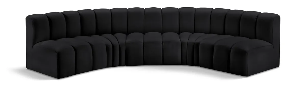 Arc - Faux Leather 5 Piece U-Shaped Modular Sofa - Black