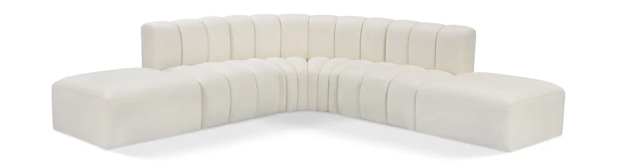 Arc - Faux Leather 6 Piece Corner Modular Sofa - Cream