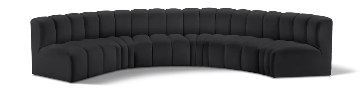 Arc - Faux Leather 6 Piece U-Shaped Modular Sofa - Black