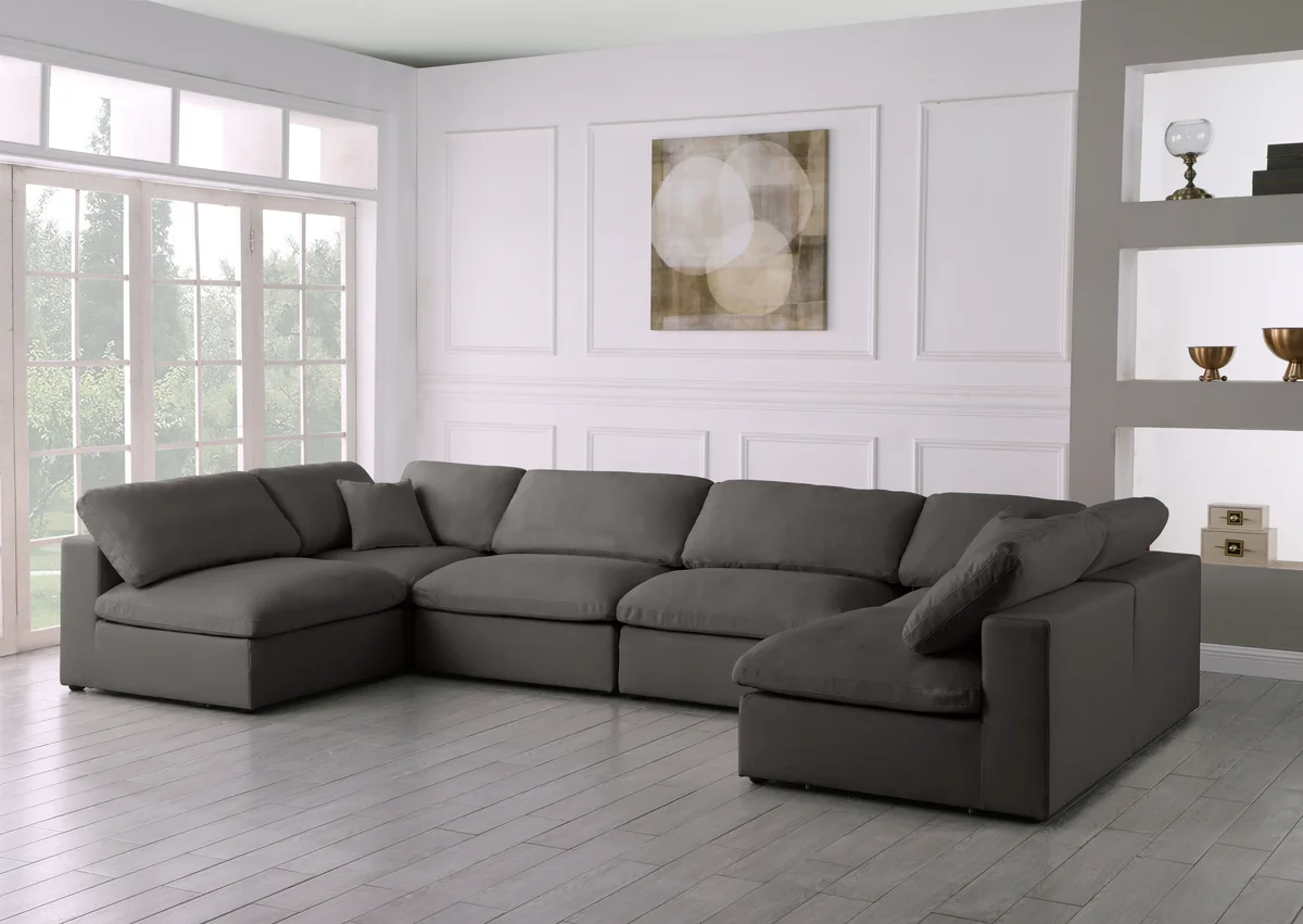 Plush - 6 Piece Modular U-Shaped Sectional - Gray - View 2