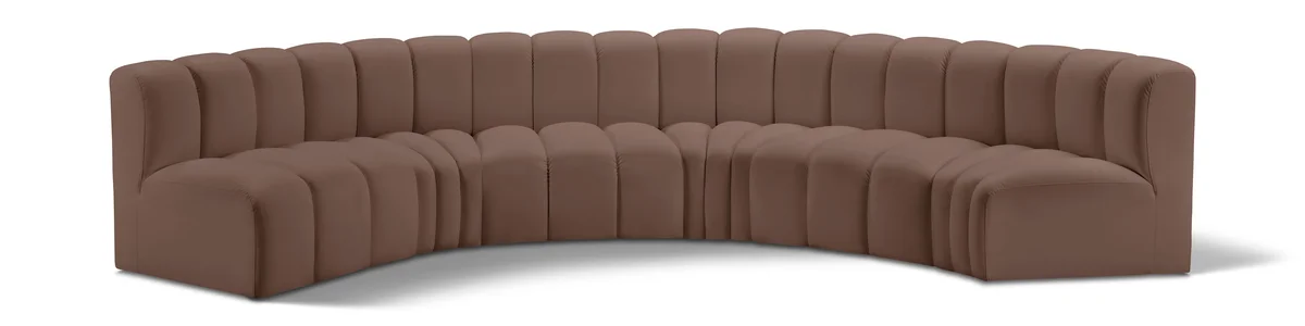 Arc - Faux Leather 6 Piece U-Shaped Modular Sofa - Brown