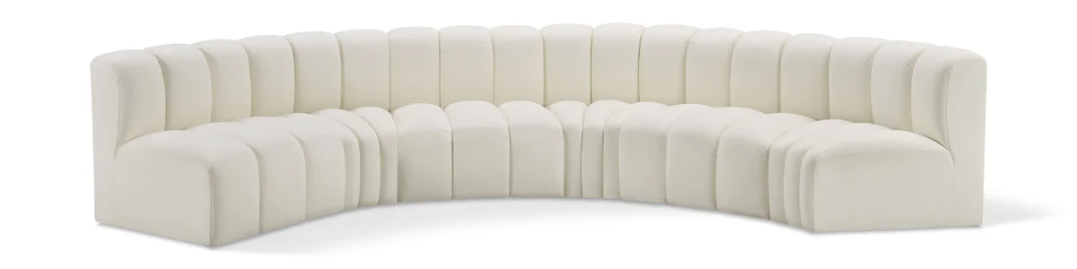 Arc - Faux Leather 6 Piece U-Shaped Modular Sofa - Cream