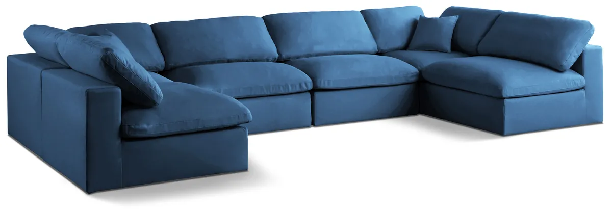 Plush - 6 Piece Modular U-Shaped Sectional - Navy