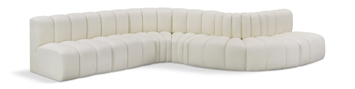 Arc - Faux Leather 7 Piece Modular Sofa - Cream
