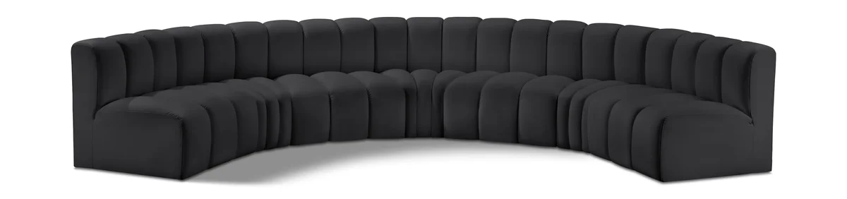 Arc - Faux Leather 7 Piece U-Shaped Modular Sofa - Black
