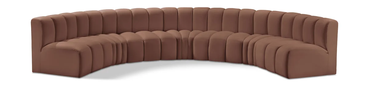 Arc - Faux Leather 7 Piece U-Shaped Modular Sofa - Cognac