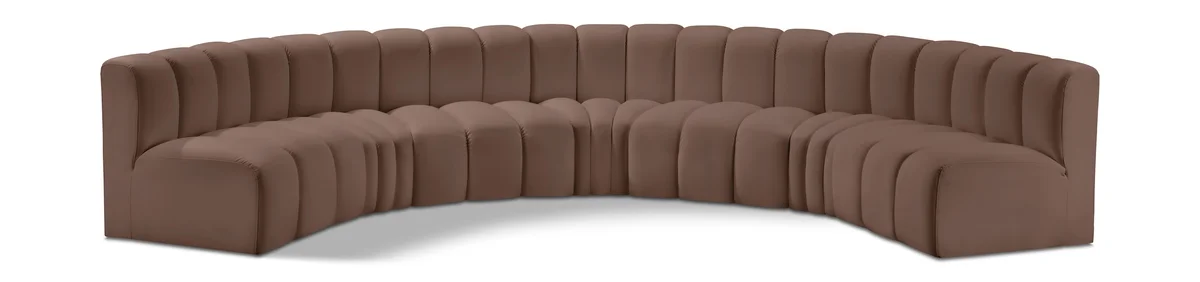 Arc - Faux Leather 7 Piece U-Shaped Modular Sofa - Brown