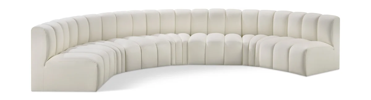 Arc - Faux Leather 7 Piece U-Shaped Modular Sofa - Cream