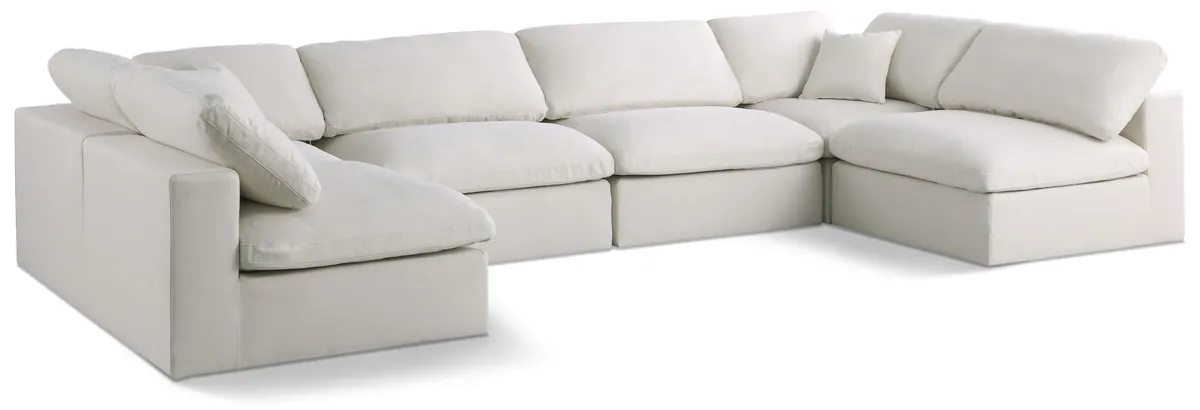 Plush - 6 Piece Modular U-Shaped Sectional - Cream