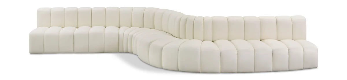 Arc - Faux Leather 8 Piece Curved Modular Sofa - Cream